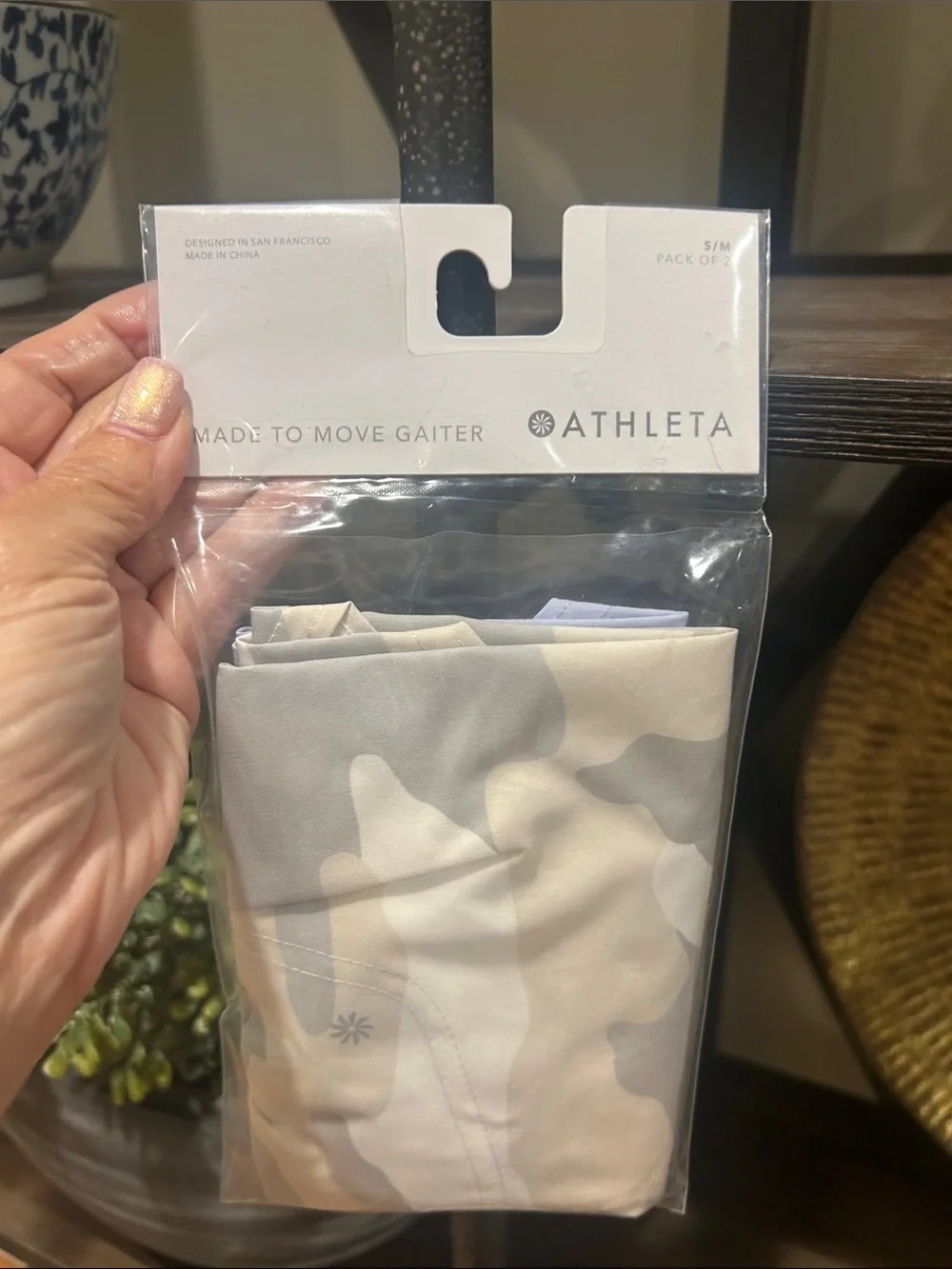Athleta Neutral Camo Stretch Gaiter - Beige & Light Gray